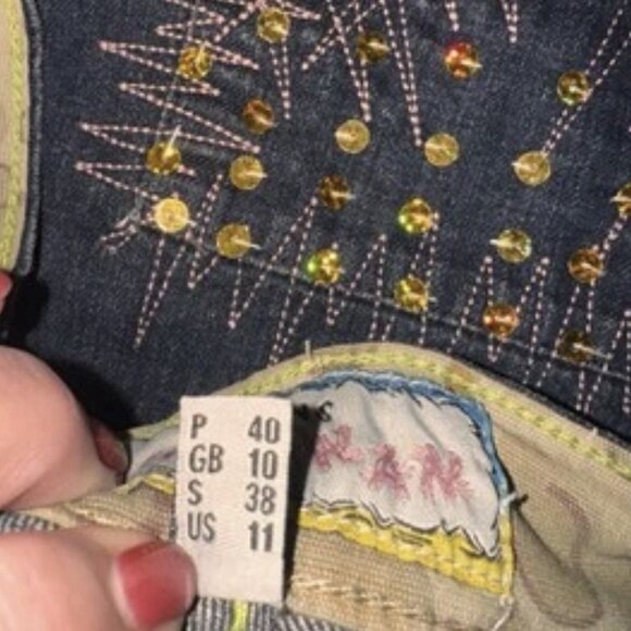 Misswan Womens Denim Jeans Embroidered Sequins Vintage Y2K US 11 - Picture 16 of 16